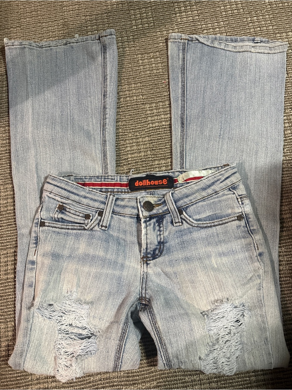 Vintage Dollhouse Light Blue Distressed Flare Jeans